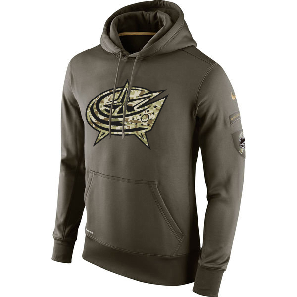 Men NHL Columbus Blue Jackets Nike Olive Salute To Service KO Performance Hoodie Green->washington capitals->NHL Jersey